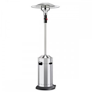 Enders Terrassenheizer Gas Elegance, Gas-Heizstrahler 9376, Heizpilz mit stufenloser Regulierung, Eco Plus Brenner, Transporträder, Umkippsicherung, Silber/Schwarz