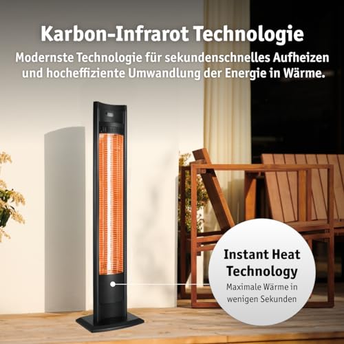 WALTER Professional Infrarot Standheizstrahler 2000 W, Hightech Wärmestrahler für Garten und Terrasse, Infrarot Heizstrahler, energieeffiziente Karbon-Infrarot Technologie, mit Fernbedienung – Bild 3