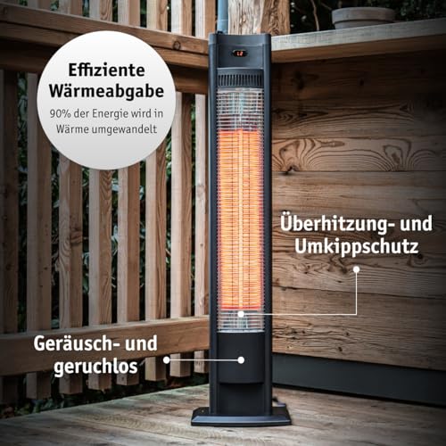 WALTER Professional Infrarot Standheizstrahler 2000 W, Hightech Wärmestrahler für Garten und Terrasse, Infrarot Heizstrahler, energieeffiziente Karbon-Infrarot Technologie, mit Fernbedienung – Bild 5