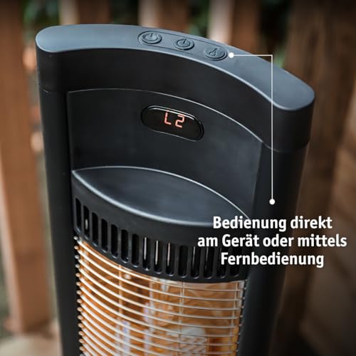WALTER Professional Infrarot Standheizstrahler 2000 W, Hightech Wärmestrahler für Garten und Terrasse, Infrarot Heizstrahler, energieeffiziente Karbon-Infrarot Technologie, mit Fernbedienung – Bild 6