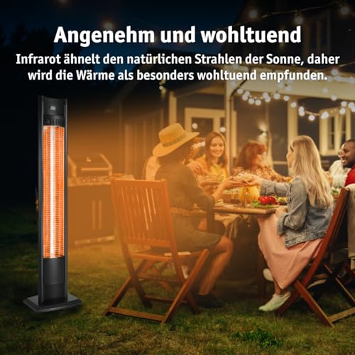 WALTER Professional Infrarot Standheizstrahler 2000 W, Hightech Wärmestrahler für Garten und Terrasse, Infrarot Heizstrahler, energieeffiziente Karbon-Infrarot Technologie, mit Fernbedienung – Bild 9