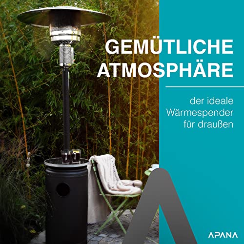 APANA Gas Heizpilz 14kW Bellamente ONE – anthrazitfarbener Gasheizstrahler mit Umkippsicherung & Abschaltautomatik – Outdoor Terrassenheizer für Balkon & Garten – mit Transportrollen & Abdeckung – Bild 2