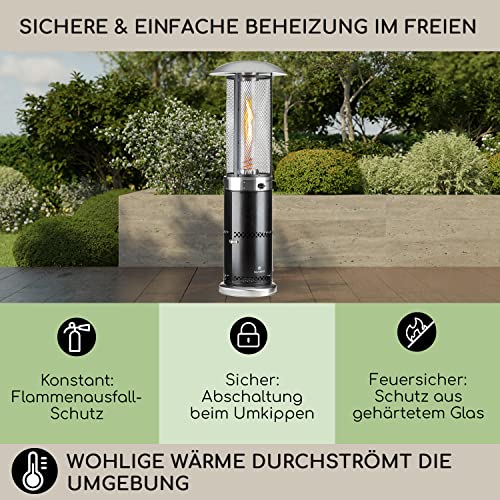 Blumfeldt Heizpilz Gas für Terrasse, Garten & Balkon, Terrassenheizer mit 360°Flammen-Blick, Outdoor-Gasheizstrahler, Terrassen-Heizer mit Elektrischer Zündung, Gas-Heizstrahler mit Bodenrollen – Bild 4