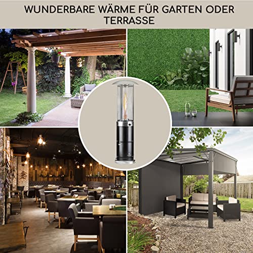 Blumfeldt Heizpilz Gas für Terrasse, Garten & Balkon, Terrassenheizer mit 360°Flammen-Blick, Outdoor-Gasheizstrahler, Terrassen-Heizer mit Elektrischer Zündung, Gas-Heizstrahler mit Bodenrollen – Bild 5