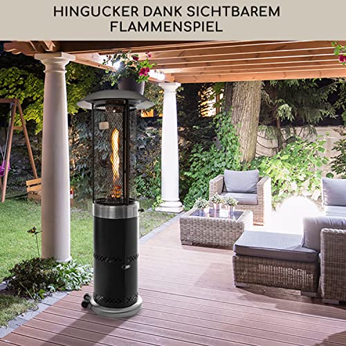 Blumfeldt Heizpilz Gas für Terrasse, Garten & Balkon, Terrassenheizer mit 360°Flammen-Blick, Outdoor-Gasheizstrahler, Terrassen-Heizer mit Elektrischer Zündung, Gas-Heizstrahler mit Bodenrollen – Bild 7
