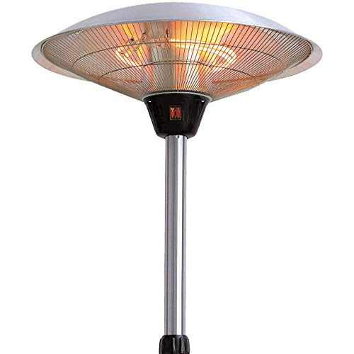 WALTER Halogen Terrassenstrahler 2100 W, Höhenverstellbar 180-210 cm, 3 Heizstufen, Integrierter Ablagetisch, Mobil mit Rädern, Wetterfest IP44, Ideal für Außenbereich, Terrassenheizer, Heizpilz – Bild 2