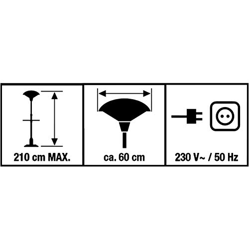 WALTER Halogen Terrassenstrahler 2100 W, Höhenverstellbar 180-210 cm, 3 Heizstufen, Integrierter Ablagetisch, Mobil mit Rädern, Wetterfest IP44, Ideal für Außenbereich, Terrassenheizer, Heizpilz – Bild 5