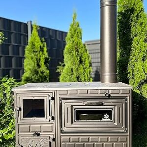 Outdoor-Küchenofen Terrassenofen 9 kW Kuzine Soba/Gartenküche Holzofen Ofen mit Holzkohle (Brennkammertür: Glas)