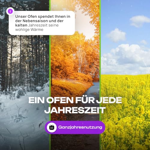 Giesty® Outdoor-Küchenofen Terrassenofen, Outdoorküche Gartenküche Holzofen Ofen mit Holz Holzkohle, Garten-Kamin, Outdoor-Küchenherd, Kuzine Soba (Glastür 2 Rohre wasserdichte Abdeckung) – Bild 8