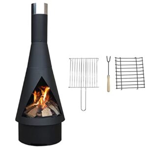 Yerd Gartenkamin Terrassenofen 125cm Black-Stahl Terrassenkamin Grill Edition