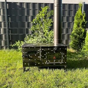 Camping Ofen Outdoor Terrassenofen Zeltofen Gartenküche Stahl ST37 Holz Holzkohle