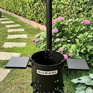 Feuerofen Utschak Feuertonne 8 l mit Schornstein 2 Ablagen Campingofen für Kasan