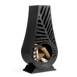 CookKing Gartenkamin Lima Schwarz - Feuertonne & Feuerstelle für entspannte Abende - Feuersäule Outdoor - Terrassenkamin und Gartenkamin - Hochwertiger Stahl - 50x33x108 cm