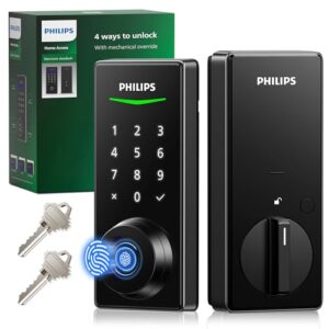 Philips Fingerabdruck-Türschloss, schlüsselloses Türschloss, elektronisches Türschloss mit Code, Türschloss für Haustür, automatische Verriegelung, einfache Installation,