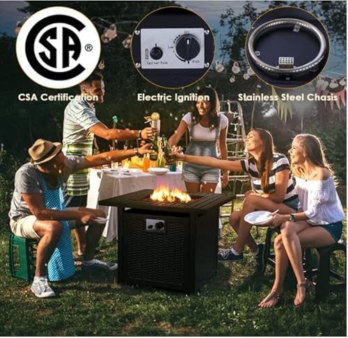 TLGREEN Gas Feuerstelle, 28" Feuertisch mit wasserfester Schutzhülle &Lavasteinen, 72.5 * 72.5 * 67.5 cm, 14.5 kW, Gaskamin Garten, inkl. Tischplatte & Schutzgitter, Gasfeuerstelle Outdoor – Bild 4
