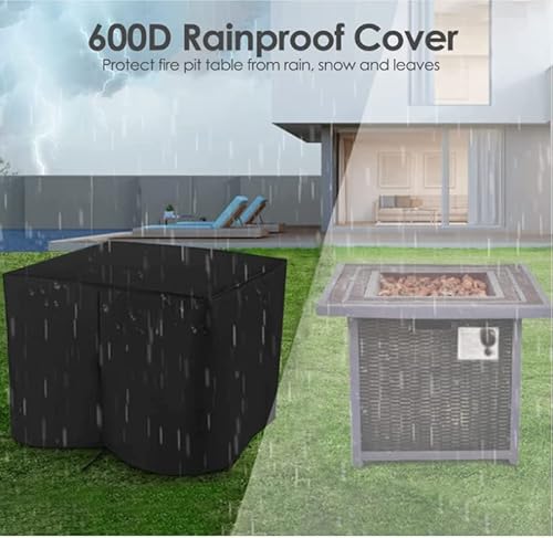 TLGREEN Gas Feuerstelle, 28" Feuertisch mit wasserfester Schutzhülle &Lavasteinen, 72.5 * 72.5 * 67.5 cm, 14.5 kW, Gaskamin Garten, inkl. Tischplatte & Schutzgitter, Gasfeuerstelle Outdoor – Bild 7