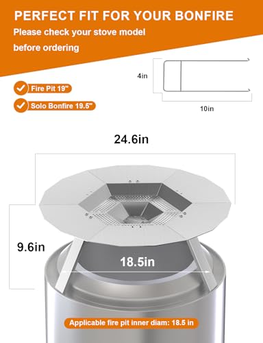 Wärmeabweiser für Soloofen Lagerfeuer, 49,5 cm Wärmeabweiser für Soloofen-Feuerstelle, 304 Edelstahl, Wärmeabweiser mit Griff & 3 Beinen für Lagerfeuerstelle, universelle Heizplatte fängt Wärme für – Bild 5