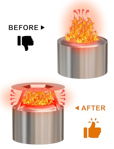 Wärmeabweiser für Soloofen Lagerfeuer, 49,5 cm Wärmeabweiser für Soloofen-Feuerstelle, 304 Edelstahl, Wärmeabweiser mit Griff & 3 Beinen für Lagerfeuerstelle, universelle Heizplatte fängt Wärme für – Bild 7