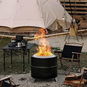Alternative view of TURBRO 48.3 cm rauchfreie Feuerstelle für Holzverbrennung im Freien, tragbarer Edelstahl-Campingkocher mit Ständer, Abnehmbarer Aschekanne, wasserdichte Aufbewahrungstasche, einzigartiges