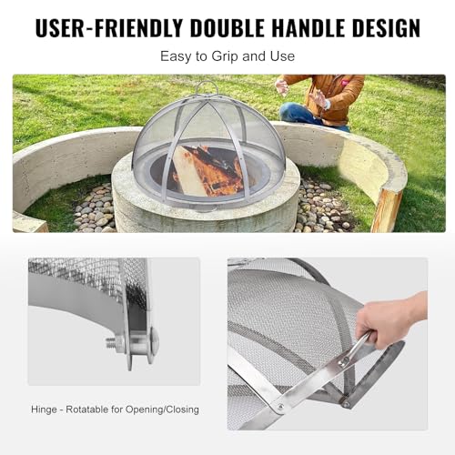 VEVOR Funkenfang für Feuerschalen Ø 1016 mm Feuerstellengitter Funkenschutz Edelstahl Funkenhaube 2-mm-Maschenlöcher Feuerschale Funkenschutzhaube Ideal für Feuerstellen Feuerschalen und Kaminen – Bild 4