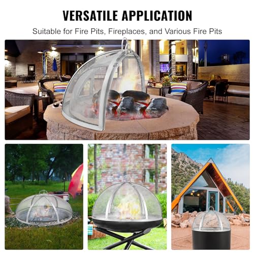 VEVOR Funkenfang für Feuerschalen Ø 1016 mm Feuerstellengitter Funkenschutz Edelstahl Funkenhaube 2-mm-Maschenlöcher Feuerschale Funkenschutzhaube Ideal für Feuerstellen Feuerschalen und Kaminen – Bild 6
