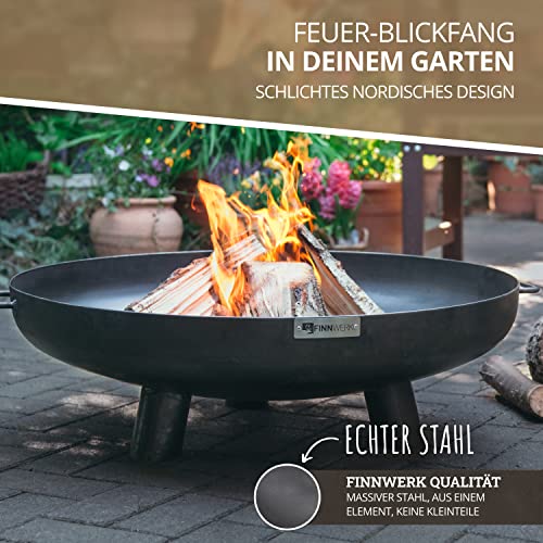 Finnwerk HARRI Feuerschale 80 cm - Massive und Dekorative Schwarze Feuerstelle - Große Feuerschalen für den Garten - Schlicht und Schick - Feuerschalen Deckel und Zubehör separat erhältlich – Bild 2