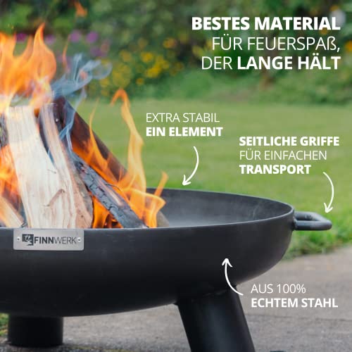 Finnwerk HARRI Feuerschale 80 cm - Massive und Dekorative Schwarze Feuerstelle - Große Feuerschalen für den Garten - Schlicht und Schick - Feuerschalen Deckel und Zubehör separat erhältlich – Bild 4