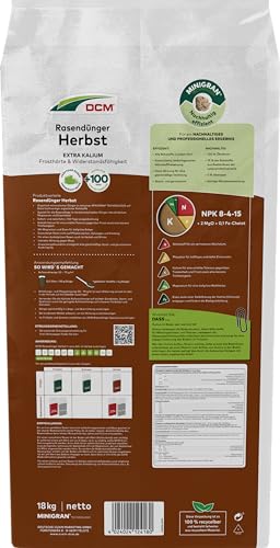 CUXIN DCM Rasendünger Herbst - Langzeit Rasendünger - Mit MINIGRAN® TECHNOLOGY - Frosthärte & Standfestigkeit - organisch-mineralischer Dünger - 18 kg – Bild 2