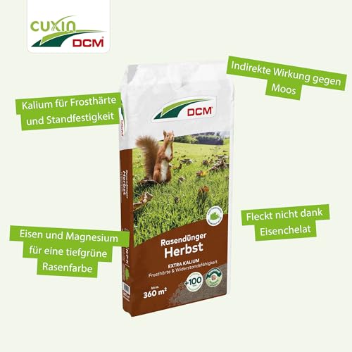 CUXIN DCM Rasendünger Herbst - Langzeit Rasendünger - Mit MINIGRAN® TECHNOLOGY - Frosthärte & Standfestigkeit - organisch-mineralischer Dünger - 18 kg – Bild 4