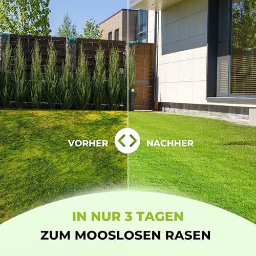 TerraUno Rasendünger Herbst Mooslos Glücklich, Moosfrei in 3 Tagen, 10 kg für 300 m², Eisendünger gegen Moos, extrafeines Granulat, Herbstdünger Rasen, Dünger für den Streuwagen – Bild 3