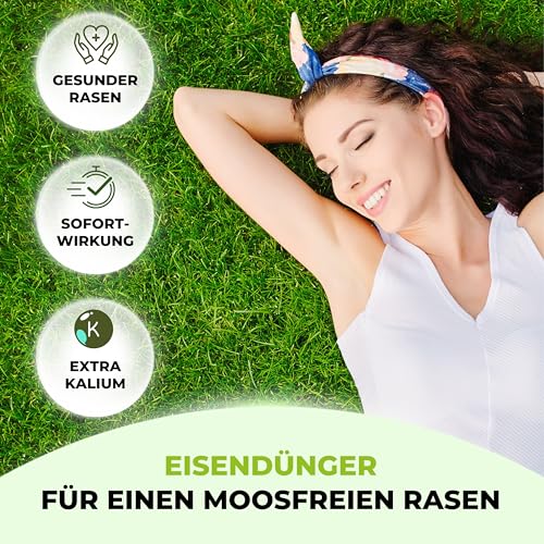 TerraUno Rasendünger Herbst Mooslos Glücklich, Moosfrei in 3 Tagen, 10 kg für 300 m², Eisendünger gegen Moos, extrafeines Granulat, Herbstdünger Rasen, Dünger für den Streuwagen – Bild 4