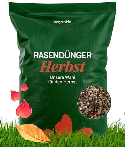 organtic Herbstrasendünger 20kg - Rasendünger mit Kalium für Herbst & Winter - Unterstützt sattgrünen Rasen, Moosverdrängung & starke Rasengräser - Für organische Rasenpflege im Garten