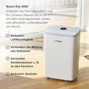 Alternative view of Bosch Dry 2000 Luftentfeuchter - Einfach. Effizient. Leise. - Für Räume bis zu 24 m² - Ideal für Deine Wohnung die schnelle Trocknung Deiner Wäsche