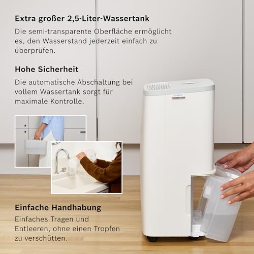 Bosch Dry 2000 Luftentfeuchter - Einfach. Effizient. Leise. - Für Räume bis zu 24 m² - Ideal für Deine Wohnung die schnelle Trocknung Deiner Wäsche – Bild 5