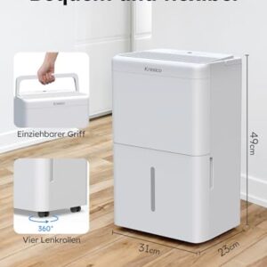 Alternative view of Kresico Luftentfeuchter elektrisch 20L/24H, Entfeuchter elektrisch Keller, Raumentfeuchter elektrisch 39dB für Räume bis zu 150m³/50m², Timer, 1M Ablaufschlauch, Filter, 10 J. Gar