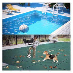 Couverture De Sécurité Pour Piscine Creusée, Couverture Solide En Maille Pour Piscines Creusées, Triple Couture Et Perméable À La Pluie, Matériel D'installation Inclus(Blue,Dia 10m(33ft))