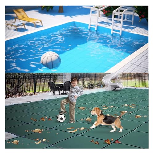 Couverture De Sécurité Pour Piscine Creusée, Couverture Solide En Maille Pour Piscines Creusées, Triple Couture Et Perméable À La Pluie, Matériel D'installation Inclus(Blue,Dia 10m(33ft))