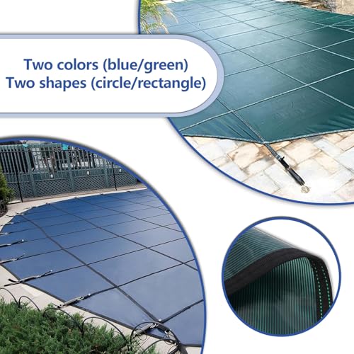 Couverture De Sécurité Pour Piscine Creusée, Couverture Solide En Maille Pour Piscines Creusées, Triple Couture Et Perméable À La Pluie, Matériel D'installation Inclus(Blue,Dia 10m(33ft)) – Bild 6