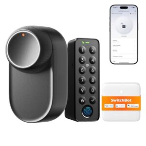 SwitchBot WLAN Smart Lock Ultra mit Fingerabdruck-Entsperrung, Elektronisches Türschloss mit Aufladbarem Akku, Türöffner per Fingerprint, Passcode, Smartphone, Alexa, Google, unterstützt Matter