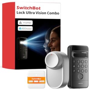 SwitchBot WLAN Smart Lock Ultra mit Keypad Vision, 3D-Gesichts-/Fingerabdruckerkennung, Elektronisches Türschloss mit Aufladbarem Akku, Öffnen per Gesicht, Fingerprint, Code, Alexa, unterstützt Matter