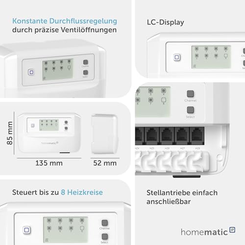 Homematic IP Smart Home Fußbodenheizungscontroller – 8 Kanäle, motorisch, Digitale Steuerung Fußbodenheizung mit oder ohne App, Energie sparen, 161656A0 – Bild 3