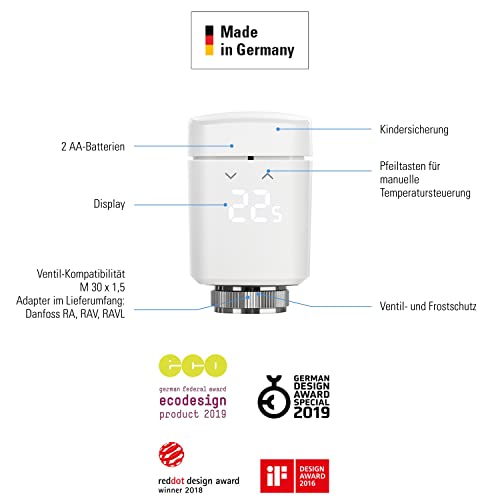 Eve Thermo (Apple Home) 4er Set - Smartes Heizkörperthermostat, Made in Germany, spart Heizkosten, smarte Heizungssteuerung, einfach installiert, Stiftung Warentest geprüft, Thread – Bild 4