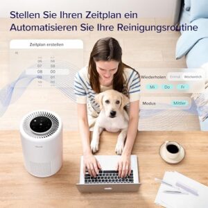 Alternative view of LEVOIT Luftreiniger HEPA Filter, Luftfilter gegen Schimmel Staub Pollen Gerüche, bis zu 35㎡ Raucherzimmer, Airpurifier Schlafmodus Nachtlicht Timer, App Steuerung, Silberweiß