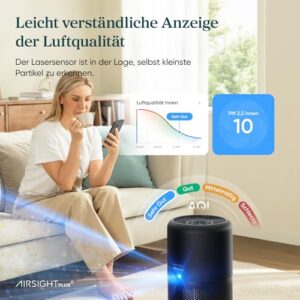 Alternative view of LEVOIT Luftreiniger mit HEPA Luftfilter, CADR 258m³/h für 54㎡ Raucherzimmer, gegen 99,97 Prozent Schimmel Staub Pollen Tierhaare, Air Purifier mit Luftqualitäts-Feedback und Auto-Modus, Schlafmodus