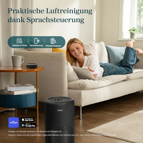 LEVOIT Luftreiniger mit HEPA Luftfilter, CADR 258m³/h für 54㎡ Raucherzimmer, gegen 99,97 Prozent Schimmel Staub Pollen Tierhaare, Air Purifier mit Luftqualitäts-Feedback und Auto-Modus, Schlafmodus – Bild 7