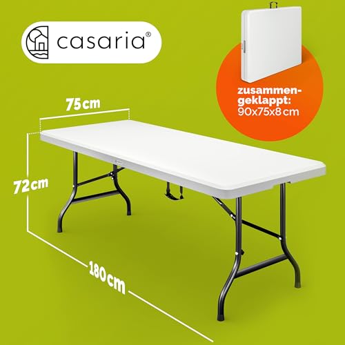 Casaria® 2X Gartentisch 183x76cm Klappbar Wetterfest Tragbar Kunststoff Garten Terrasse Camping Balkontisch Klapptisch Campingtisch Buffettisch Weiß – Bild 3