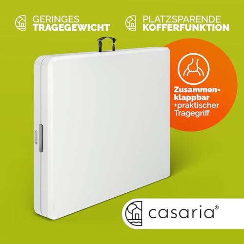 Casaria® 2X Gartentisch 183x76cm Klappbar Wetterfest Tragbar Kunststoff Garten Terrasse Camping Balkontisch Klapptisch Campingtisch Buffettisch Weiß – Bild 8