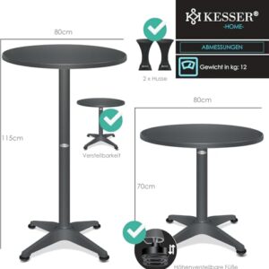 Alternative view of KESSER® 2in1 Stehtisch Bistrotisch 2er Set | Aluminium Edelstahlplatte | höhenverstellbar 70cm / 115cm | Partytisch Tisch Ø 80cm | Rund | In- & Outdoor | Empfangstisch | Inkl. Husse | Anthrazit