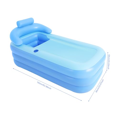 soudesileim 255L badewanne Aufblasbar - Klappbadewanne Für Erwachsene, Entworfen Mit Kopfstütze, Getränkehalter, Für Indoor Und Outdoor, Home Spa und Eisbad, 160x84x64cm – Bild 2