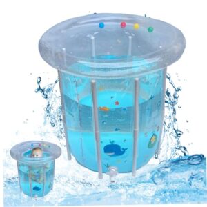 Kinderbecken, 29, 5 x 31, 5 Zoll, aufblasbares Babybecken, Cartoon-Muster, Babyschwimmen mit Drainage, transparentes, versiegeltes PVC, kühlendes Kleinkind für heiße Tage, Partygeschenk